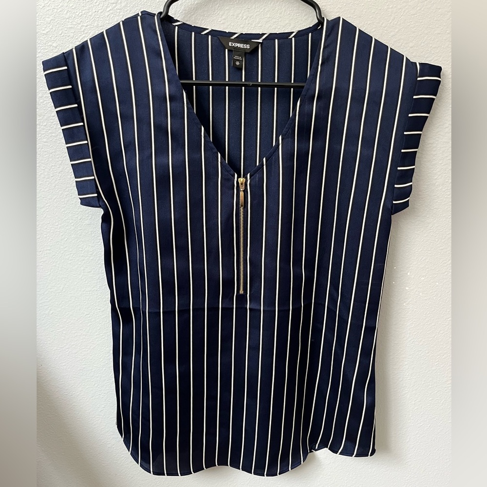 NWOT Express Navy Striped Women's Top